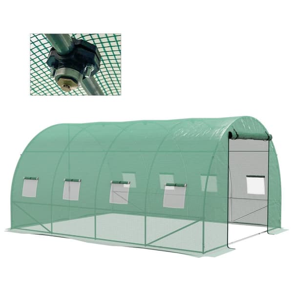 Rootz Garden Greenhouse Tunnel - Growhouse - Plant Shelter - Boost Crop Exhill - 399L X 298W X 198H CM Armerat stål + PE