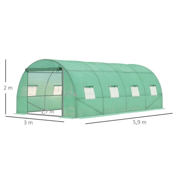 Rootz Film Greenhouse - Walk -In Greenhouse - Polytunnel - Vejrbeskyttelse - 590 cm x 300 cm x 200 cm - Galvaniseret stålramme