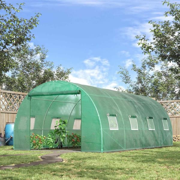 Rootz Film Greenhouse - Walk -In Greenhouse - Polytunnel - Vejrbeskyttelse - 590 cm x 300 cm x 200 cm - Galvaniseret stålramme