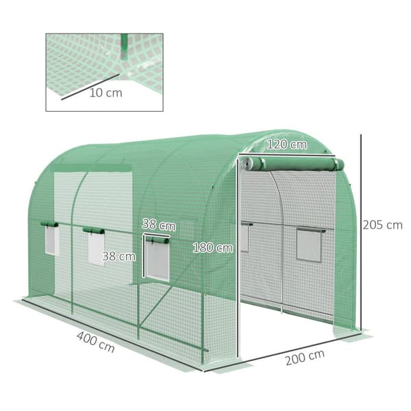 Rootz Garden Tunnel Greenhouse - Kasvinsuoja - Ulkokasvihuone - UV -kestävät - 4m x 2m x 2,05m