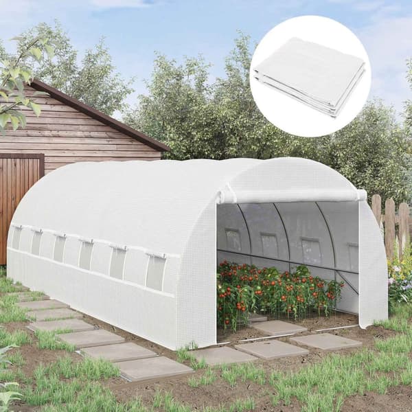Rootz Greenhouse Replacement Film - Garden Cover - Plant Shelter - Tear -resistente - 600 cm x 300 cm x 200 cm - 12 Windows & Door