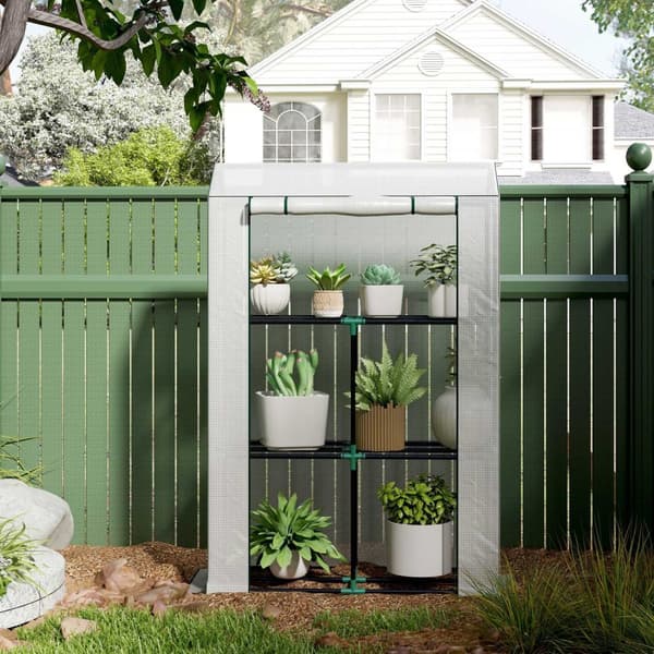 Rootz Greenhouse 3 Tier Shelf - Plant House - Kold ramme - UV -resistent - 100 cm x 40 cm x 150 cm - Hvid