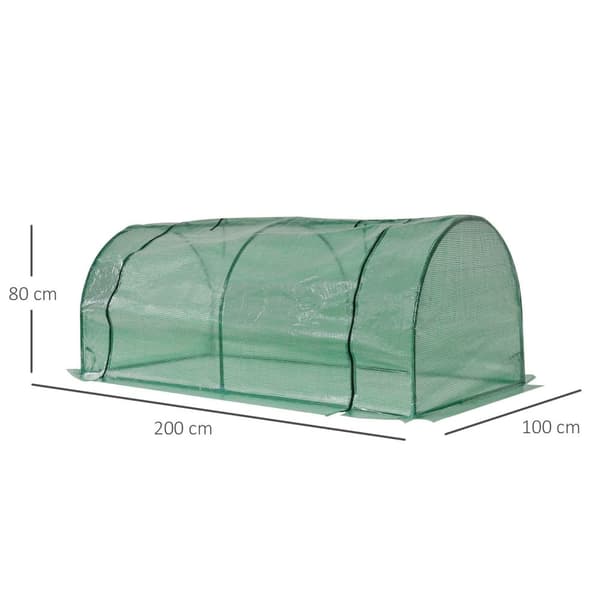 Rootz drivhus med dør - kold ramme - plantehus - stål & plast - beskyt planter - 200 x 100 x 80 cm - grøn