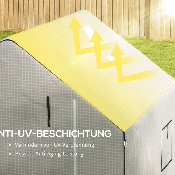 Rootz Greenhouse Film Udskiftning - Vandtæt tarpaulin - UV -resistent dækning - Let adgang - 140 x 143 x 190 cm hvid