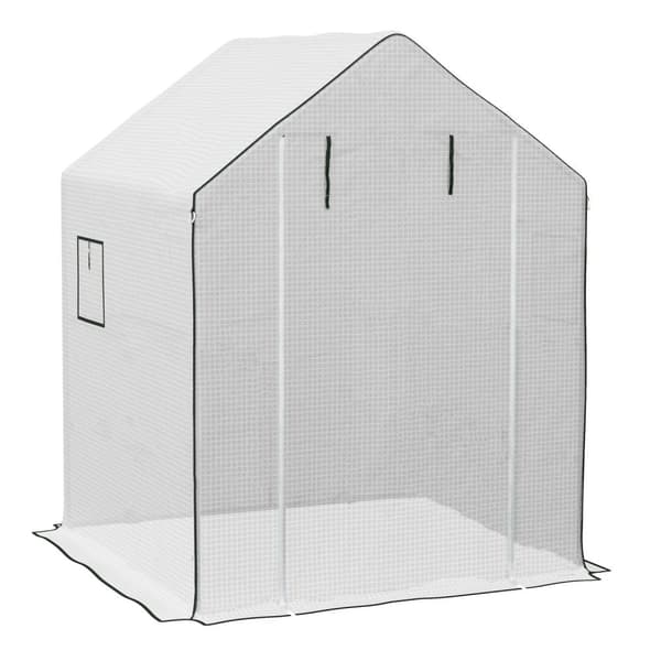 Rootz Greenhouse Film Udskiftning - Vandtæt tarpaulin - UV -resistent dækning - Let adgang - 140 x 143 x 190 cm hvid