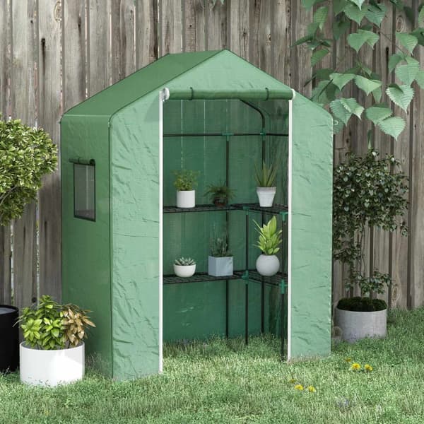Rootz Greenhouse - Plant Shelter - Gardening House - UV Resistant - 1 Door & 2 U -formede hylder - 140x73x190cm