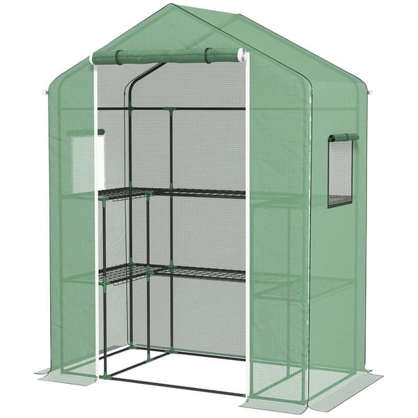 Rootz Greenhouse - Plant Shelter - Gardening House - UV Resistant - 1 Door & 2 U -formede hylder - 140x73x190cm