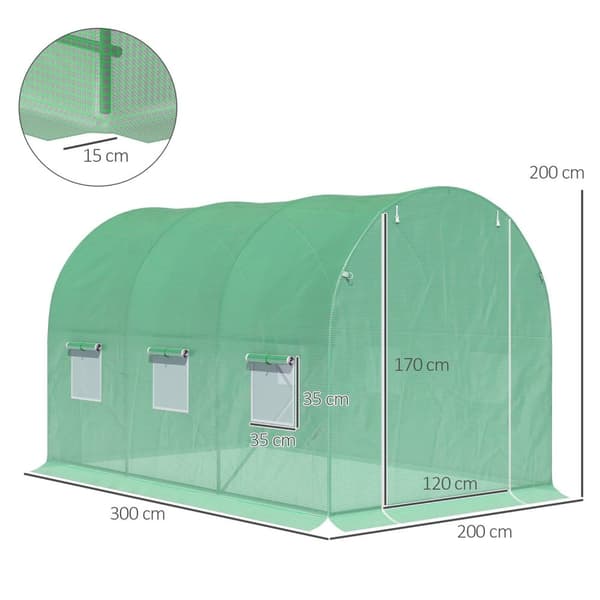 Rootzin kasvihuoneen tunneli - puutarhasuoja - kasvinsuojelu - UV -kestävä runko - 3L x 2W x 2H M