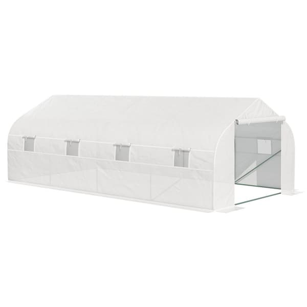 Rootz Garden Tunnel Greenhouse - Plant Shelter - Beskyttelsesdækning - Stålstål med høj densitet PE -stof - 595 cm x 300 cm x 200 cm