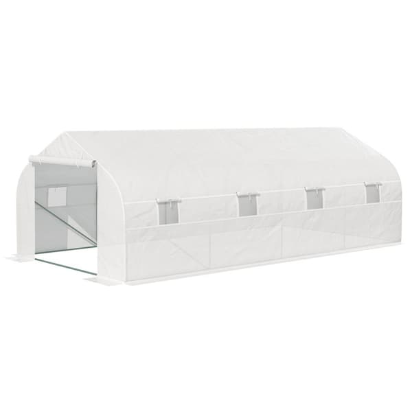 Rootz Garden Tunnel Greenhouse - Plant Shelter - Beskyttelsesdækning - Stålstål med høj densitet PE -stof - 595 cm x 300 cm x 200 cm