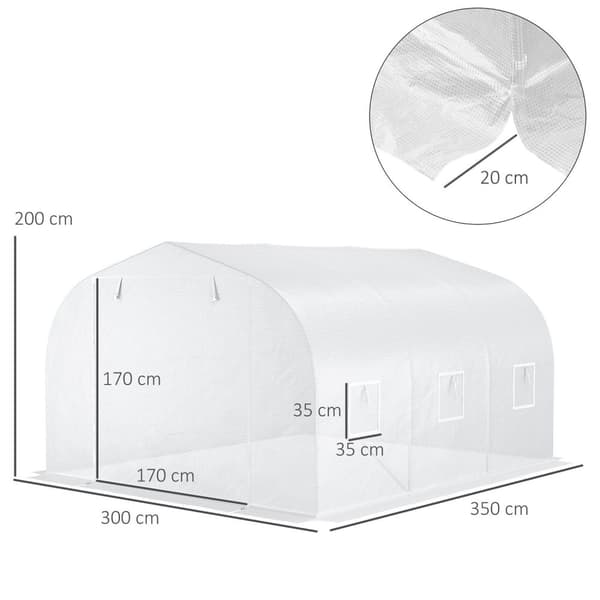 Rootz Garden Tunnel Greenhouse - Plant Shelter - UV Protection - Galvanized Steel - 3,5L X 3W X 2H M - PE Tarpaulin med hög densitet