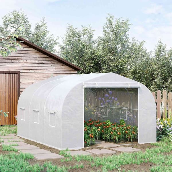 Rootz Garden Tunnel Greenhouse - Plant Shelter - UV Protection - Galvanized Steel - 3,5L X 3W X 2H M - PE Tarpaulin med hög densitet