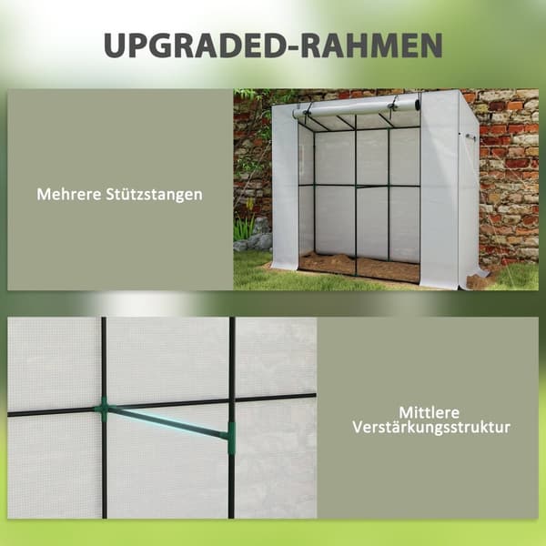 Rootz Mini Lean -To Greenhouse - Kold ramme - Plantehylling - UV -resistent - 200 cm x 76 cm x 170/150 cm