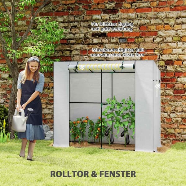 Rootz Mini Lean -To Greenhouse - Kold ramme - Plantehylling - UV -resistent - 200 cm x 76 cm x 170/150 cm