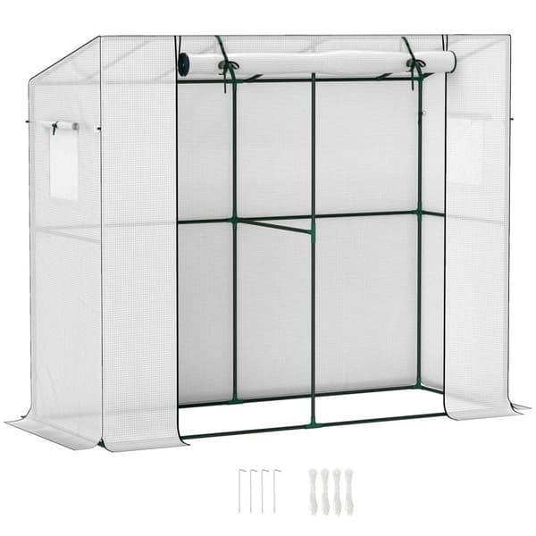 Rootz Mini Lean -To Greenhouse - Kold ramme - Plantehylling - UV -resistent - 200 cm x 76 cm x 170/150 cm