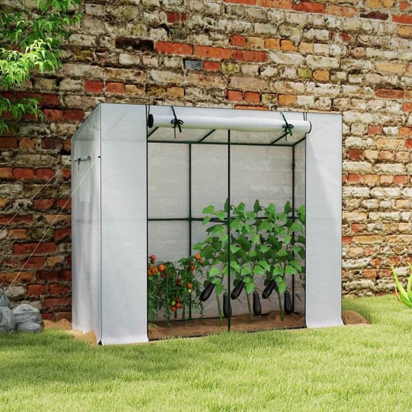 Rootz Mini Lean -To Greenhouse - Kold ramme - Plantehylling - UV -resistent - 200 cm x 76 cm x 170/150 cm