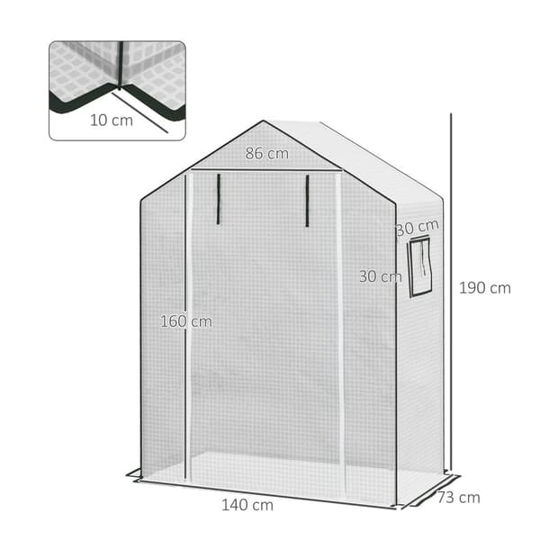 Rootz Greenhouse Film Cover - UV -beskyttet udskiftning Tarp - Tårebestandig plast - 140x73x190cm hvid