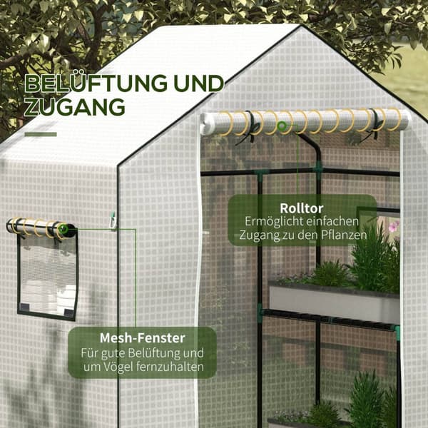 Rootz Greenhouse Film Cover - UV -beskyttet udskiftning Tarp - Tårebestandig plast - 140x73x190cm hvid