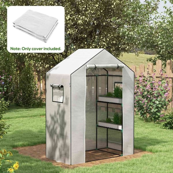 Rootz Greenhouse Film Cover - UV -beskyttet udskiftning Tarp - Tårebestandig plast - 140x73x190cm hvid