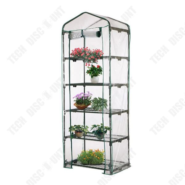 TD Trädgårdsväxthus 69x49x187 cm 5 våningar med hyllor Trädgårdstält för växthus Tält växthus för blomm rum