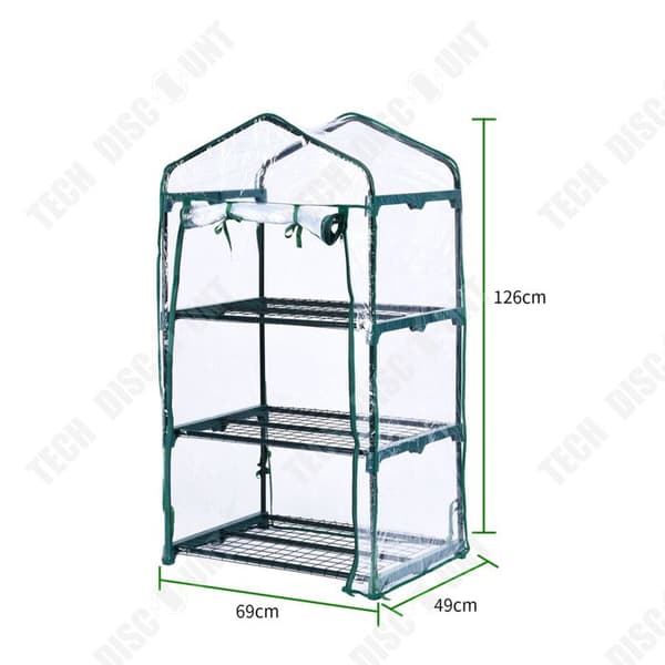 TD Växthus 69 x 49 x 126cm 3-vånings trädgård Växthus PVC-plasttält Växthusskydd för grönsaker Växter Blommor Ram ingår inte