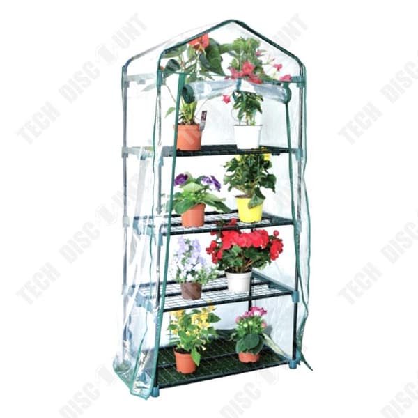 TD Greenhouse 69cm x 49cm x 158cm Garden Greenhouse PVC-plasttält med 4 våningshyllor Varje våning är 34cm hög