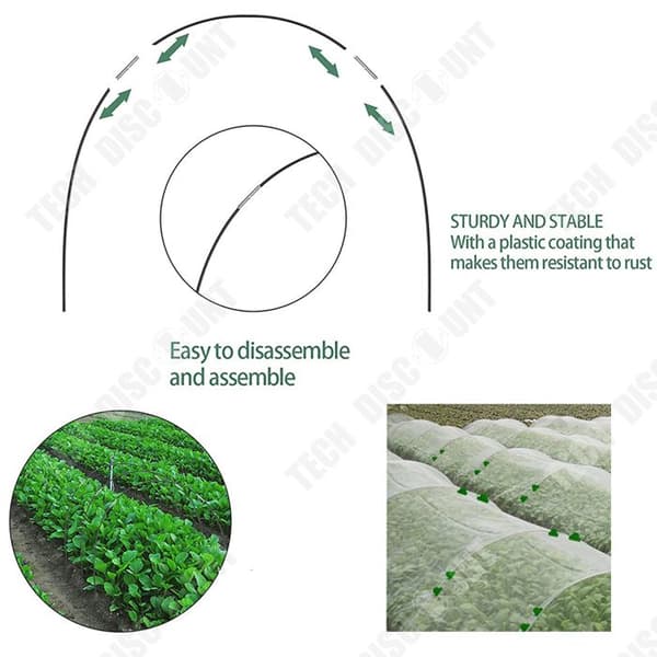 TD® Stöd för trädgårdsglasyr 2.5x10m set Ram för trädgårdsglasyr Ram för hortikulturell glasyr Rostfritt ring för trädgårdsglasyr