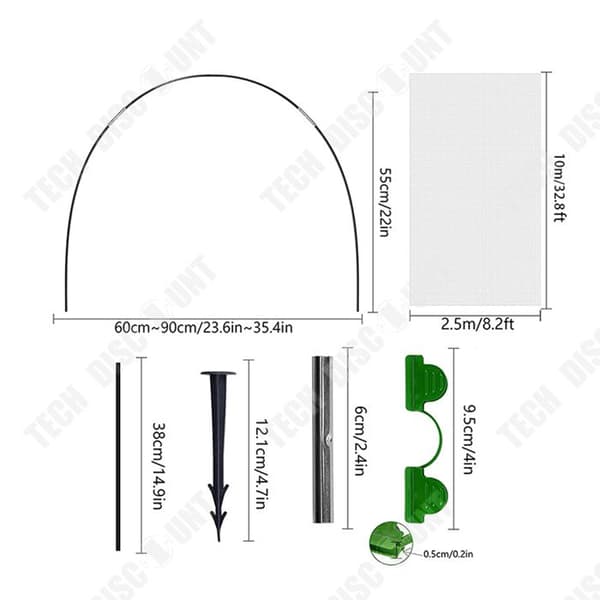 TD® Stöd för trädgårdsglasyr 2.5x10m set Ram för trädgårdsglasyr Ram för hortikulturell glasyr Rostfritt ring för trädgårdsglasyr
