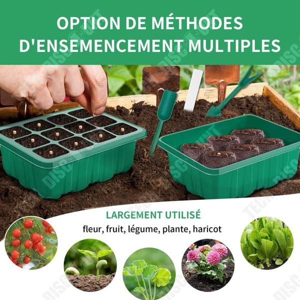 TD5 stycke Växthusplantlåda Set 12 hål Grön 16 lampor Växthusgroddlåda Plantbricka Plantlocksöverdrag Fröplantsats