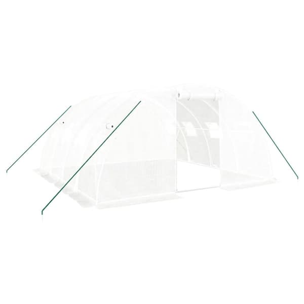 Växthus med stålram vit 16 m² 4x4x2 m