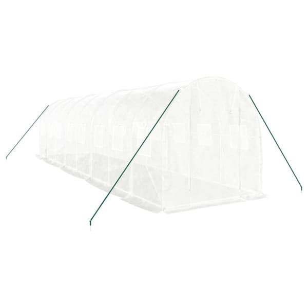 Växthus med stålram vit 16 m² 8x2x2 m