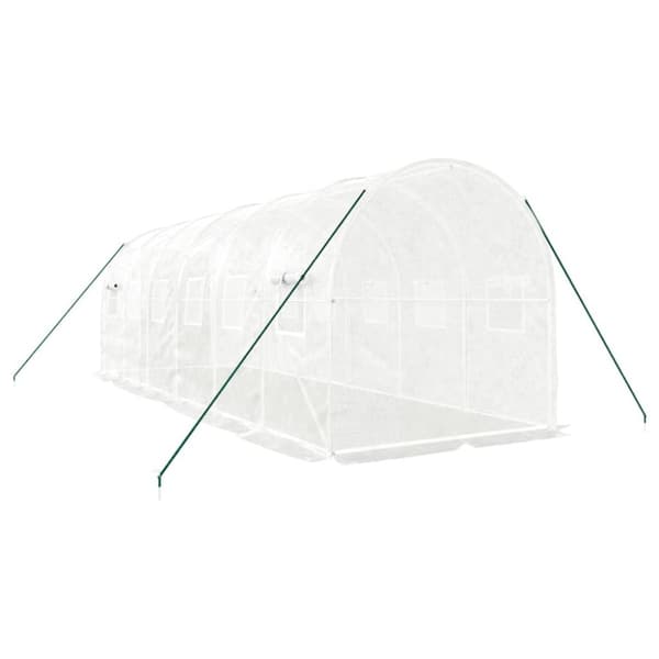 Växthus med stålram vit 12 m² 6x2x2 m