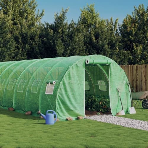 Växthus med stålram grön 48 m² 16x3x2 m