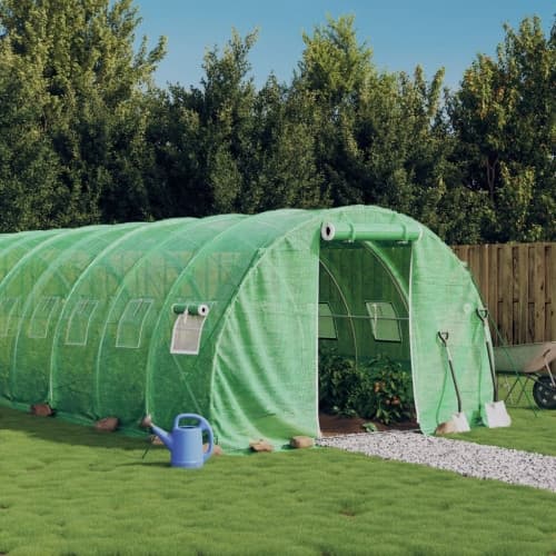 Växthus med stålram grön 24 m² 8x3x2 m