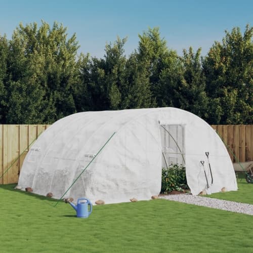 Växthus med stålram vit 20 m² 5x4x2,3 m
