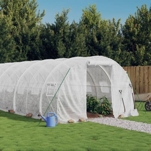 Växthus med stålram vit 66 m² 22x3x2 m