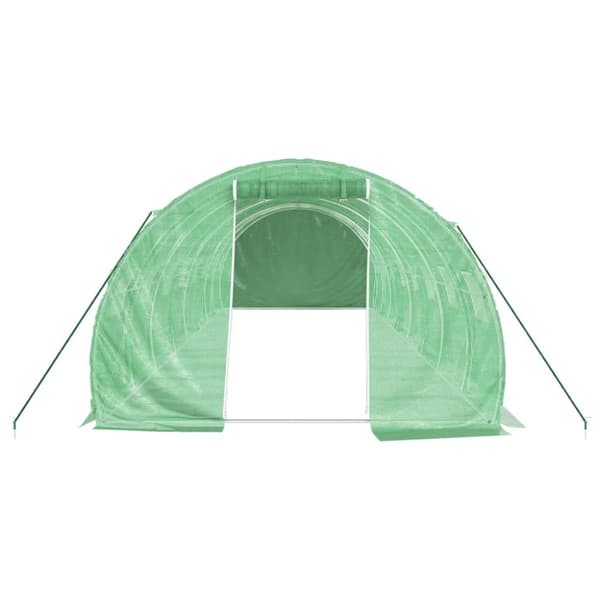 Växthus med stålram grön 24 m² 8x3x2 m