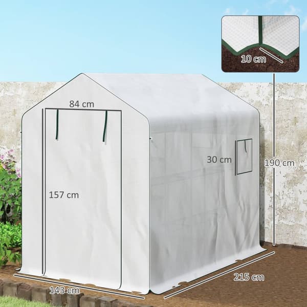 Rootz 3m² Garden Greenhouse - Plant Shelter - Plant Conservatory - UV Resistent - 143 x 215 x 190 cm