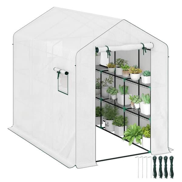 Rootz 3m² Garden Greenhouse - Plant Shelter - Plant Conservatory - UV Resistent - 143 x 215 x 190 cm