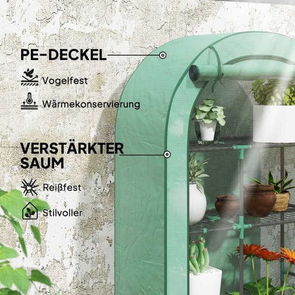 Rootz 4 -trins mini -grønhus - bærbart plantehus - tomatproducent - UV -beskyttelse - 100 x 45 x 160 cm