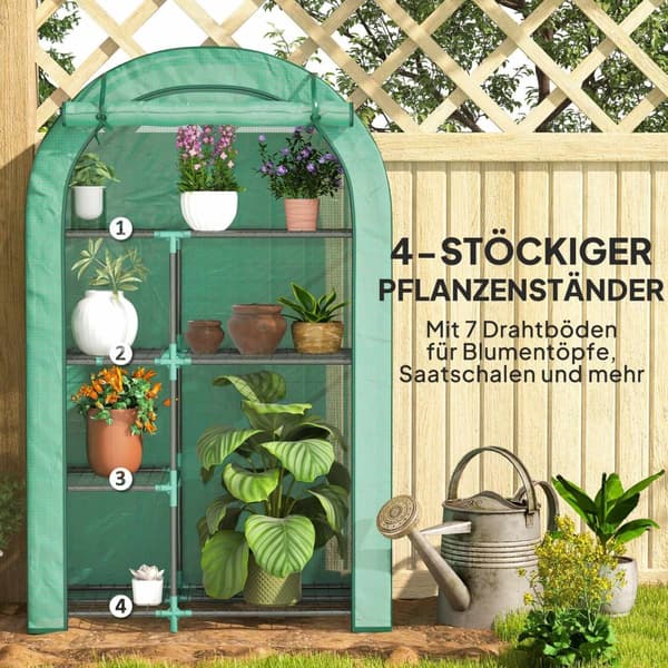 Rootz 4 -trins mini -grønhus - bærbart plantehus - tomatproducent - UV -beskyttelse - 100 x 45 x 160 cm