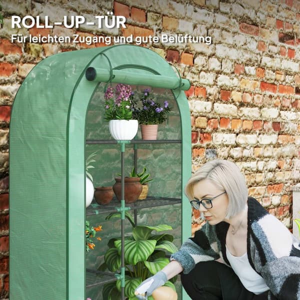 Rootz 4 -trins mini -grønhus - bærbart plantehus - tomatproducent - UV -beskyttelse - 100 x 45 x 160 cm
