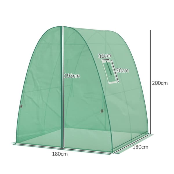 Rootz buet drivhus - folie tomathus - bærbart planteskylling - stabilitet og optimal ventilation - 1,8 x 1,8 x 2 m