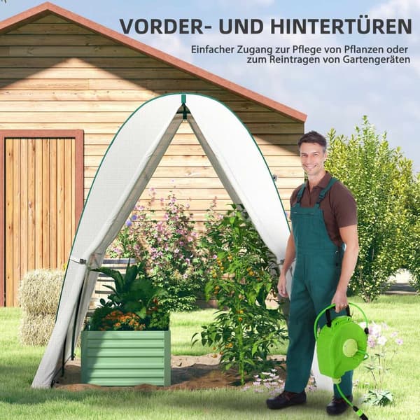 Rootz Arched Greenhouse - Plante Nursery - Gardening Shelter - Vejrbeskyttelse - 1,8 x 1,8 x 2 m - Hvid