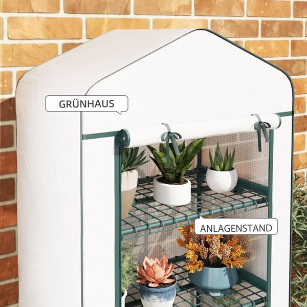 Rootz Folio Greenhouse - Min -Greenhouse - Plant House - Varhainen sänky - 4 hyllyä - Säänkestävä vakaus - 69 x 50 x 165 cm