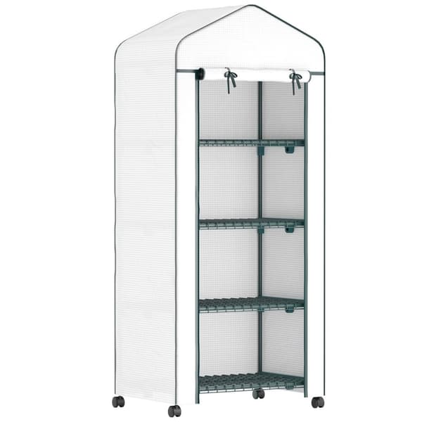 Rootz Folio Greenhouse - Min -Greenhouse - Plant House - Varhainen sänky - 4 hyllyä - Säänkestävä vakaus - 69 x 50 x 165 cm