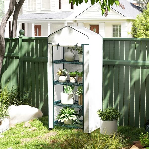 Rootz Folio Greenhouse - Min -Greenhouse - Plant House - Varhainen sänky - 4 hyllyä - Säänkestävä vakaus - 69 x 50 x 165 cm