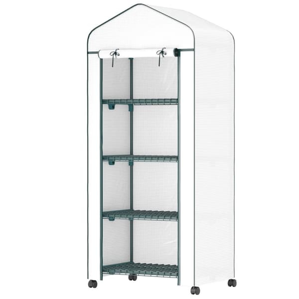 Rootz Folio Greenhouse - Min -Greenhouse - Plant House - Varhainen sänky - 4 hyllyä - Säänkestävä vakaus - 69 x 50 x 165 cm