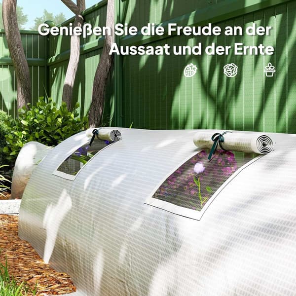 Rootz Folie Greenhouse - Mini Tunnel Greenhouse - UV -resistent plantehelm - Hvid plastfilm - 300 x 80 x 45 cm