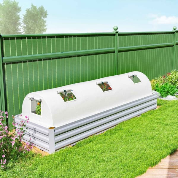Rootz Folie Greenhouse - Mini Tunnel Greenhouse - UV -resistent plantehelm - Hvid plastfilm - 300 x 80 x 45 cm